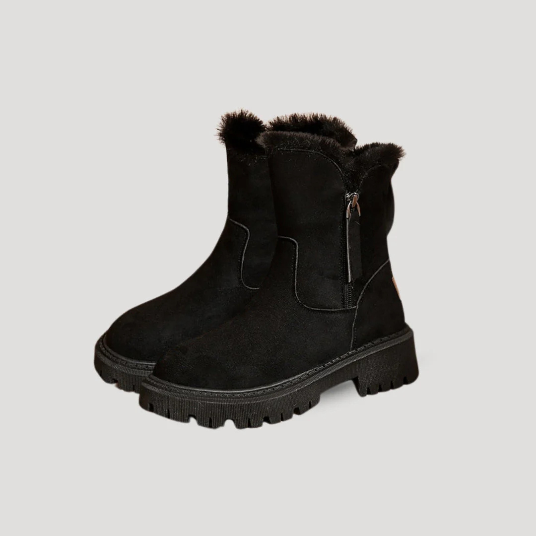 Stiefel Damen Winter knöchelhoch mit Fellfutter & Profilsohle – FrostLuxe Boots