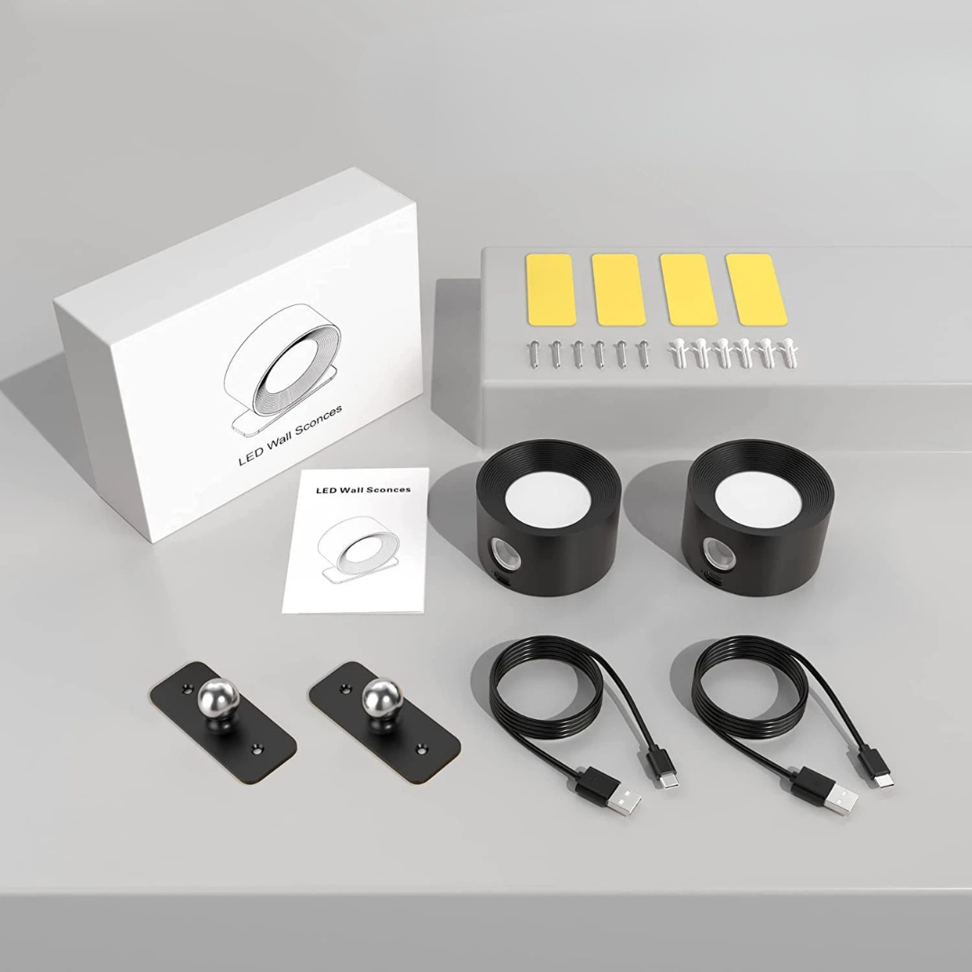 Innenbeleuchtung LED Wandleuchten mit Akku, 360° drehbar & dimmbar – LumoFlex Lights