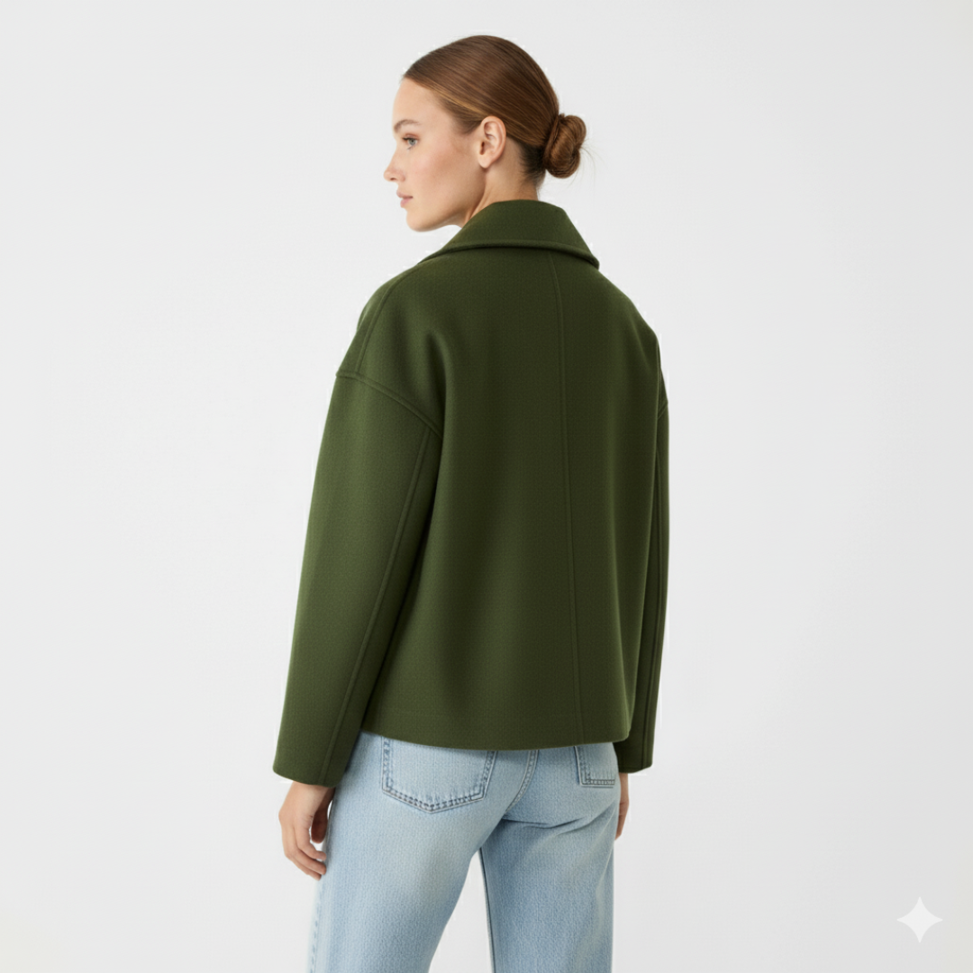 Damen Kurz geschnittener Wollmantel – Vintage Zweireihige Jacke