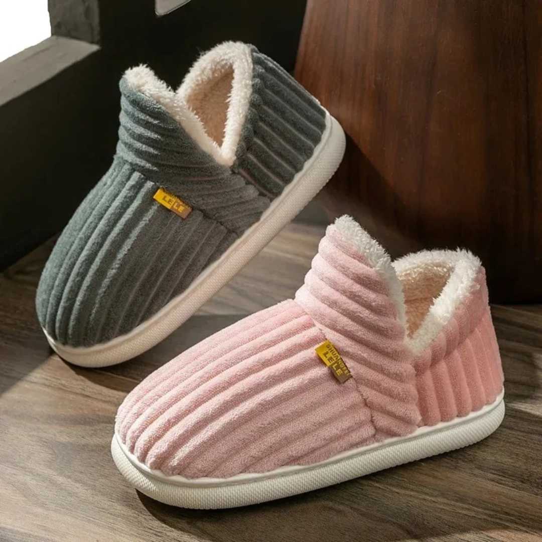 Flanell Hausschuhe Winter warm & rutschfest für Damen & Herren – CozyStripe