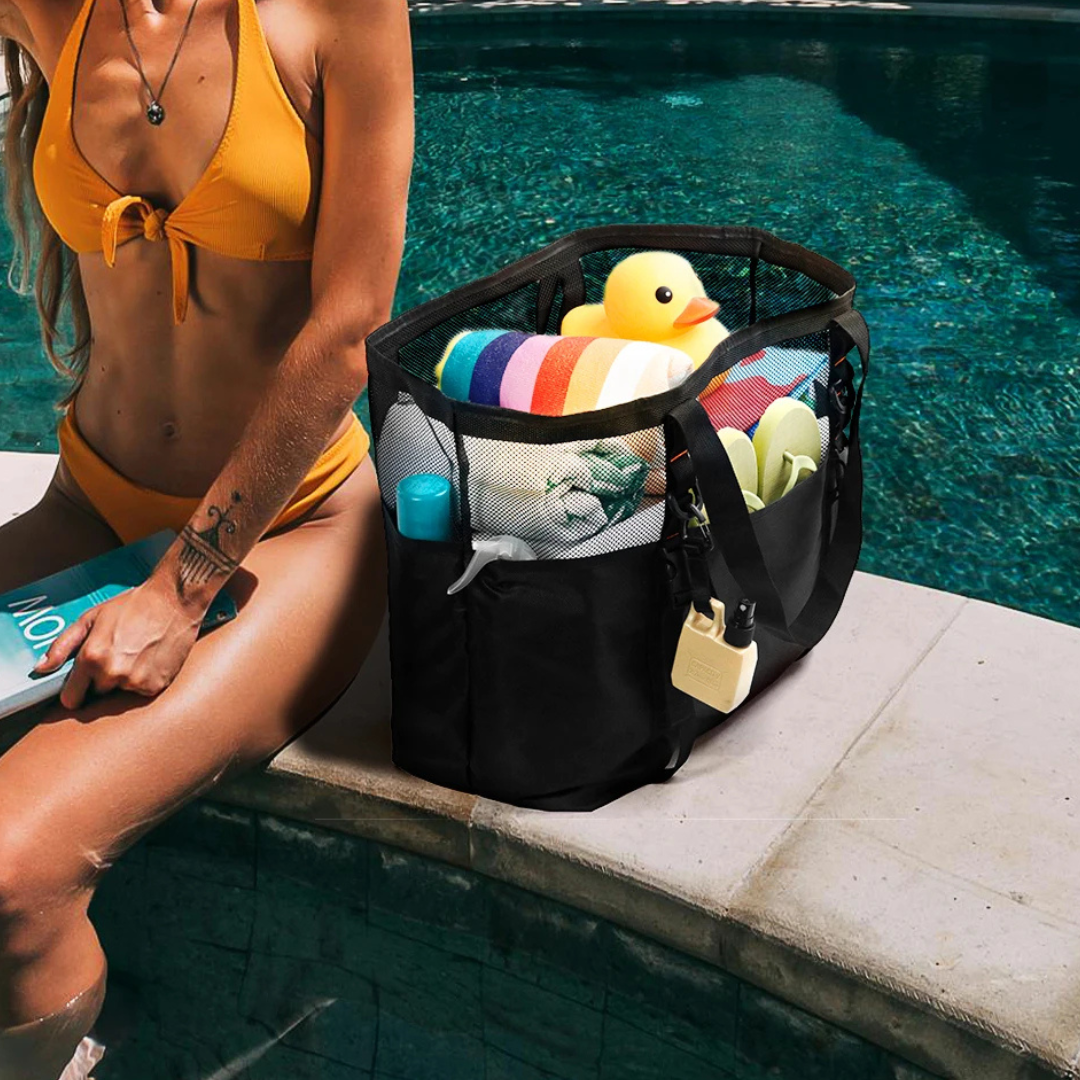 Strandtasche Netz XXL mit Reißverschluss – LuftFlex 40L
