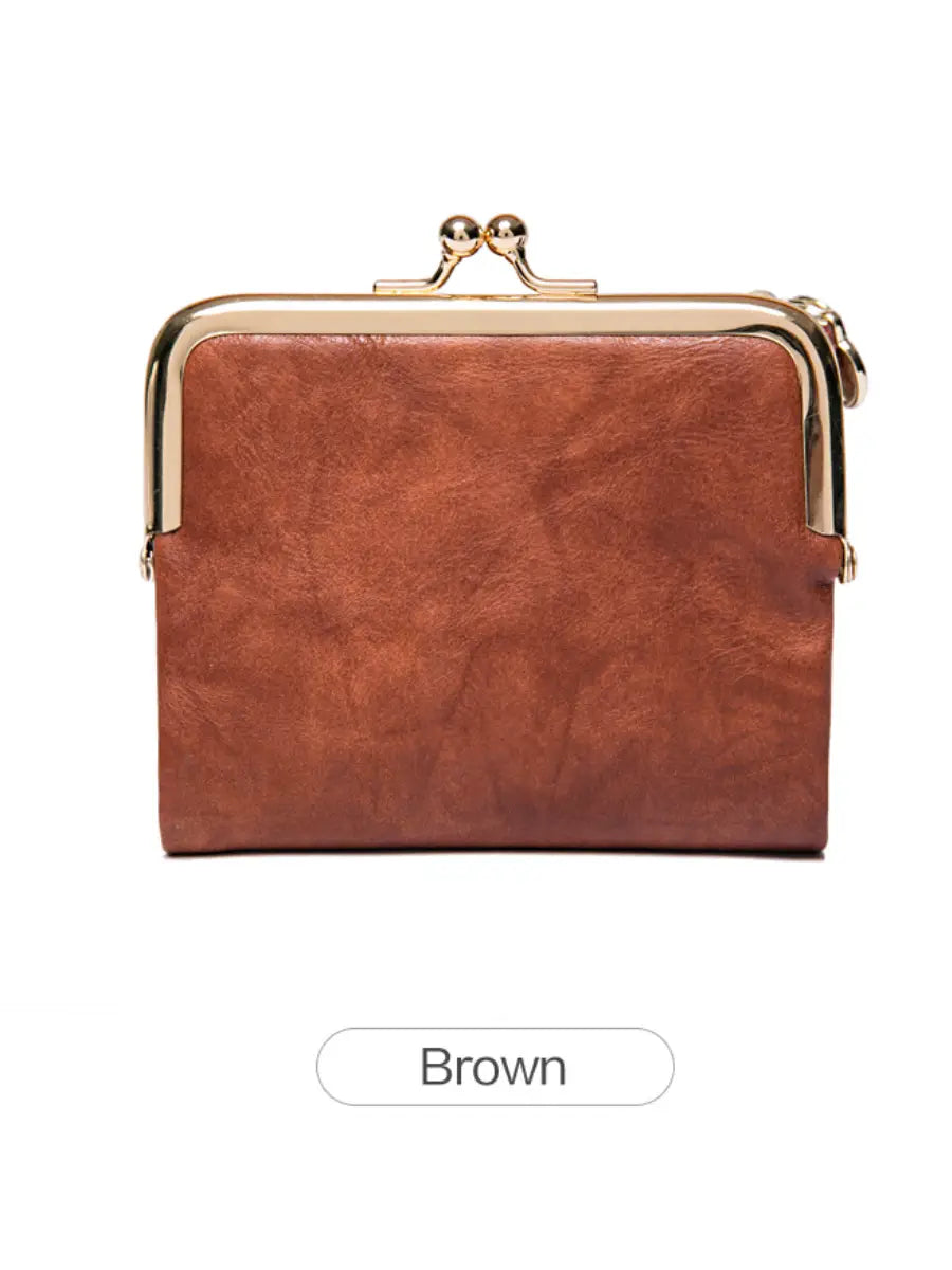 Kompakte Bifold-Geldbörse im Vintage-Stil mit Bügelverschluss-Münzfach