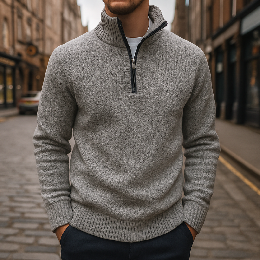 Nordspur | MerinoEdge Strickpullover mit Halb-Reißverschluss