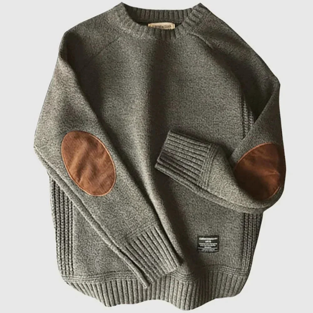 Wollpullover mit Ellenbogen-Patches & klassischem Schnitt – AlpineHaven Knit