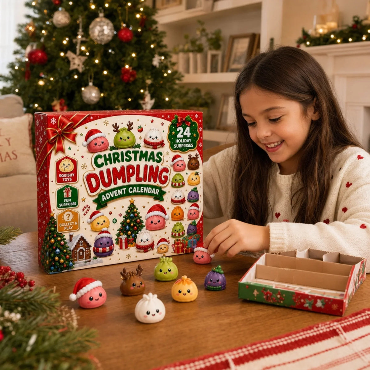Dumpling Adventskalender - Weihnachts-Geburtstagsgeschenke für Mama, Papa, Bruder, Schwester, Kinder - Fröhliche kleine Dumplings