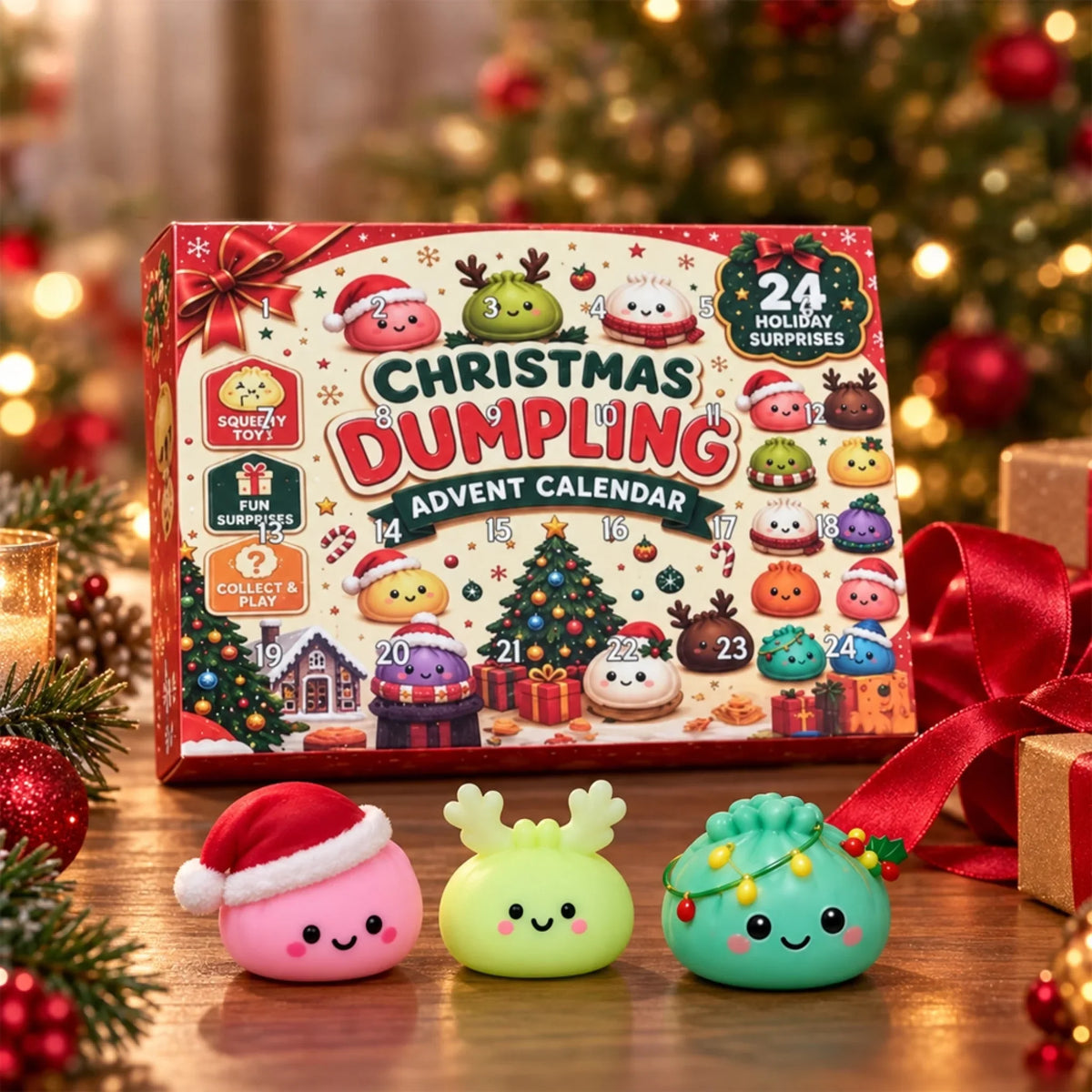 Dumpling Adventskalender - Weihnachts-Geburtstagsgeschenke für Mama, Papa, Bruder, Schwester, Kinder - Fröhliche kleine Dumplings