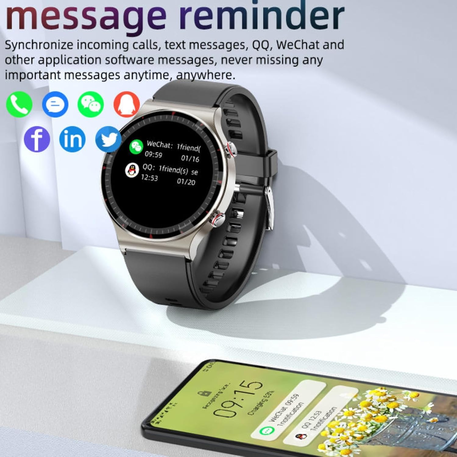 Nordspur | Runde HD Touchscreen Smartwatch für Männer
