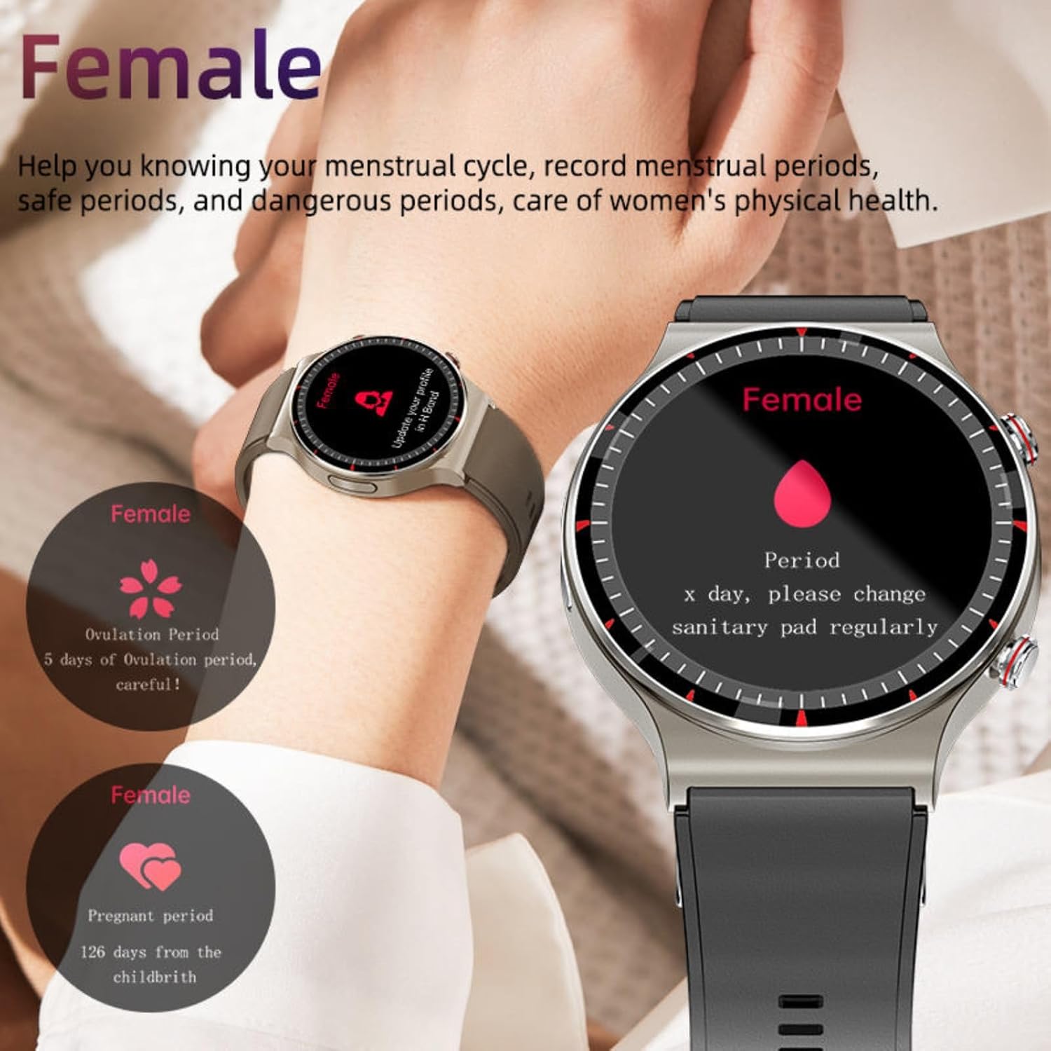 Nordspur | Runde HD Touchscreen Smartwatch für Männer