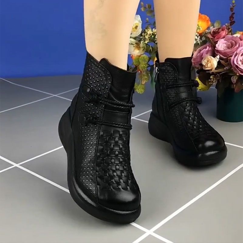 Damenstiefel aus Leder, warm und modern für den Winter
