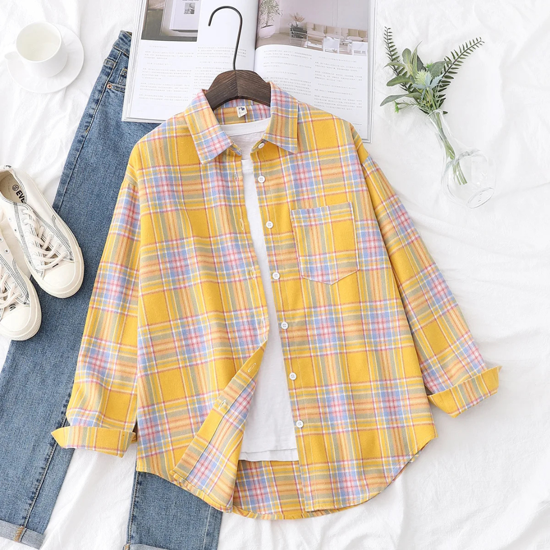 Flanell Bluse mit Karomuster & Baumwollmischung – Nordspur CozyPlaid