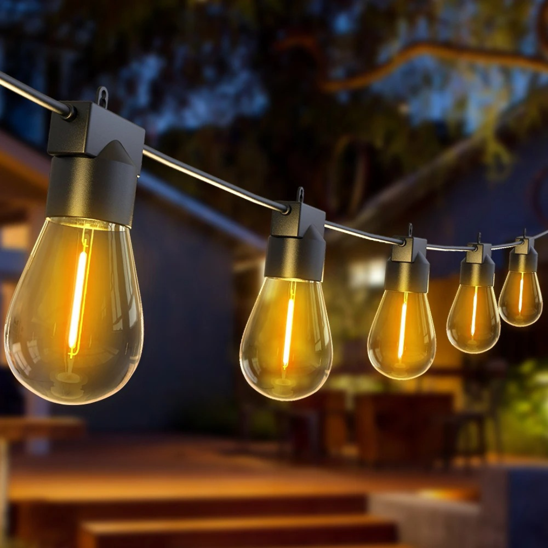 LED Außenlichterkette S14 warmweiß wasserdicht – GartenGlanz
