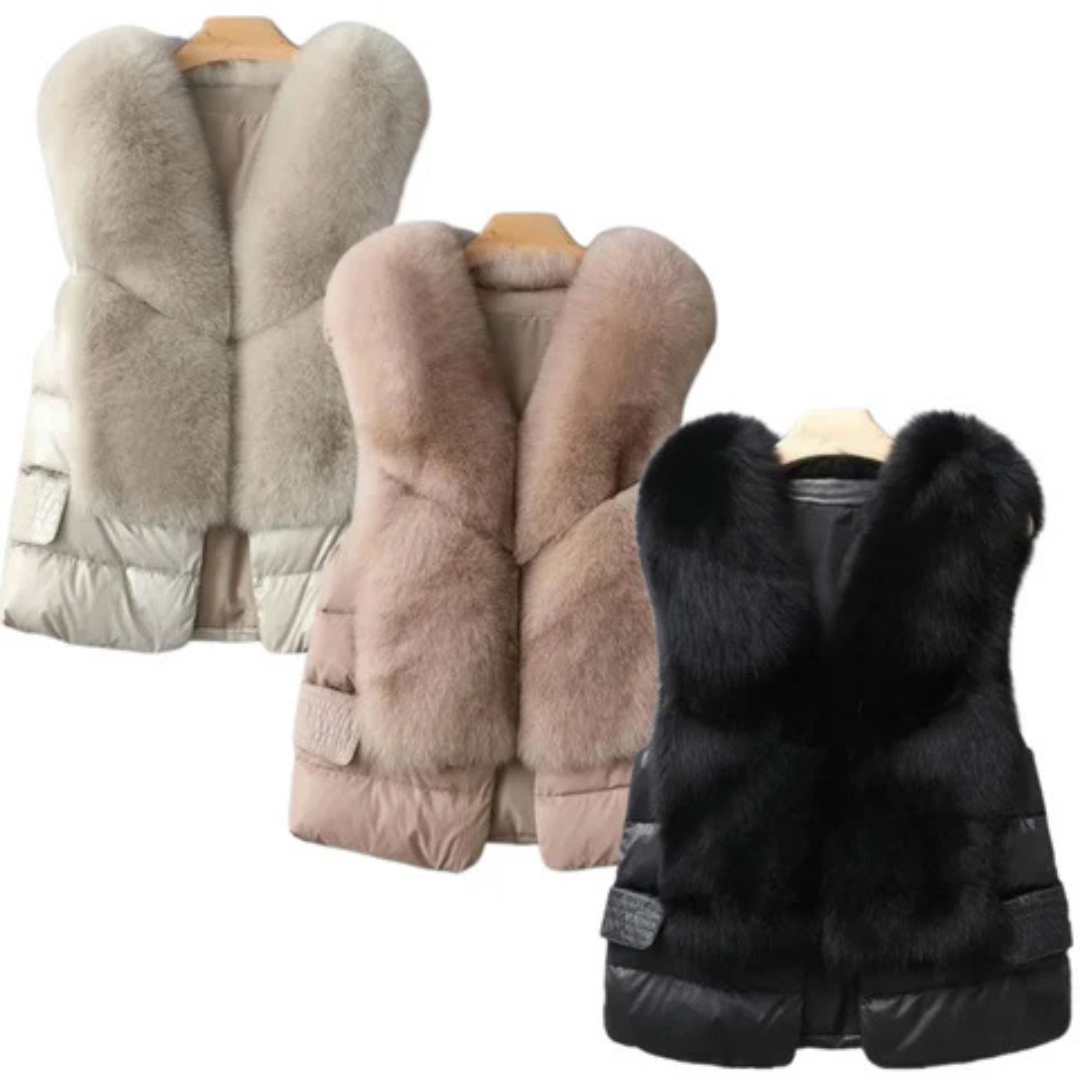 Pullover Damen Weste mit Kunstfell & elegantem Coatigan-Stil – WinterFur Vest