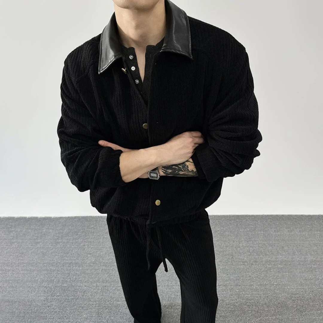 Jacke im Casual-Barn-Stil mit Lederkragen & Taschen – PFNW Heritage