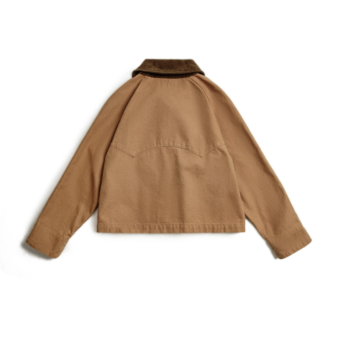 Jacke Damen Khaki mit Cordkragen & Baumwolle Heavyweight – Oxford Barn Jacket