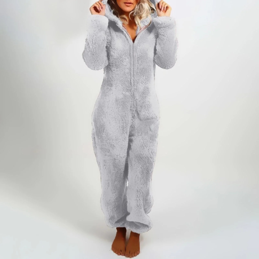 Pyjama Damen Einteiler Fleece mit Reißverschluss – CozyLuxe Onesie
