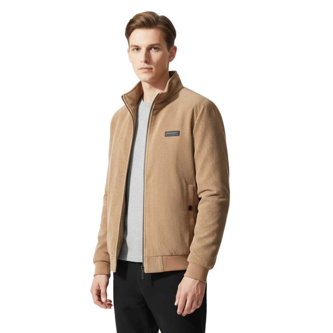 Herren Cordjacke mit Fleecefutter – Warme Winterjacke mit Reißverschluss