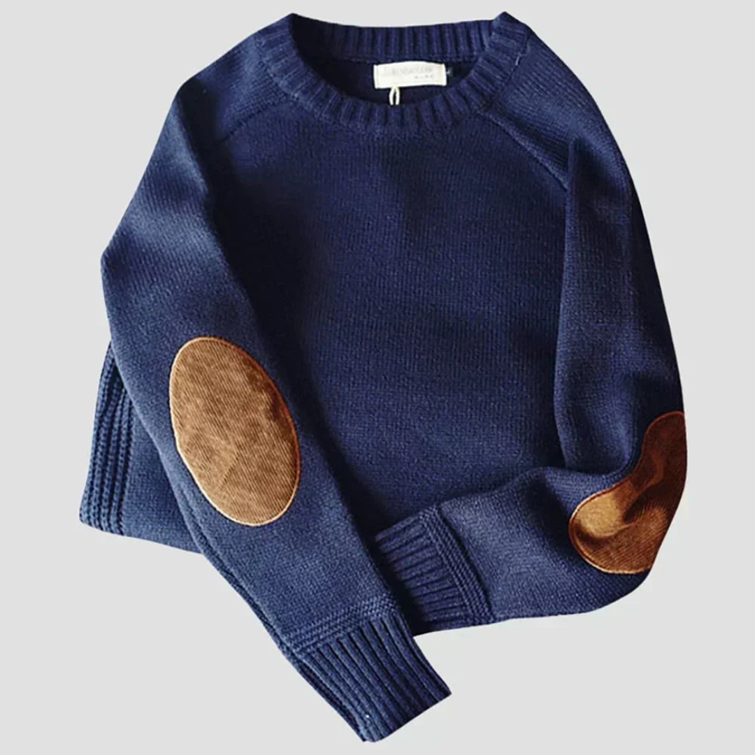 Wollpullover mit Ellenbogen-Patches & klassischem Schnitt – AlpineHaven Knit