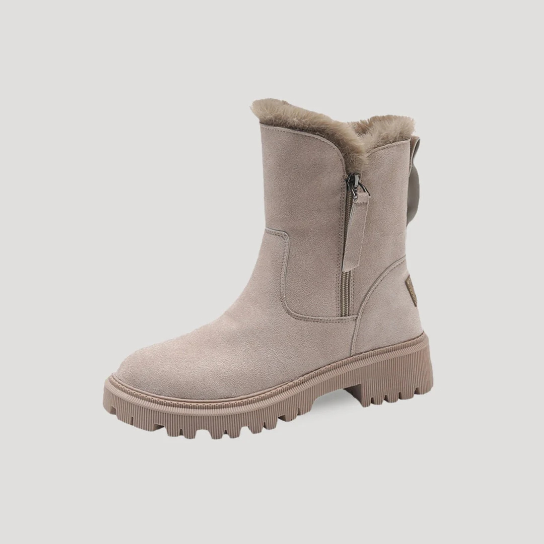 Stiefel Damen Winter knöchelhoch mit Fellfutter & Profilsohle – FrostLuxe Boots