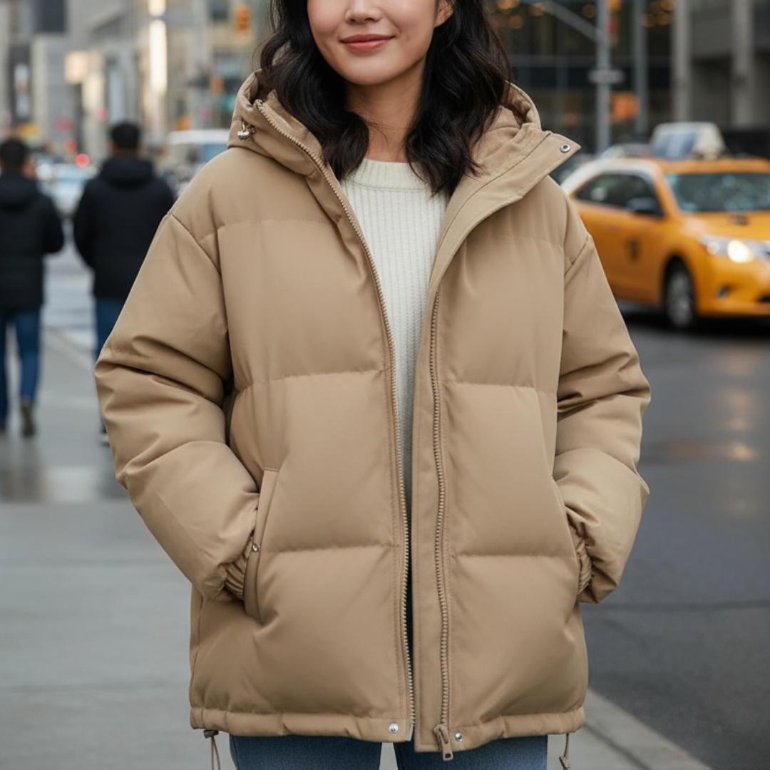 Damen Steppjacke wasserabweisend & leicht | Wintermantel mit Kapuze – Nordlys Puffer