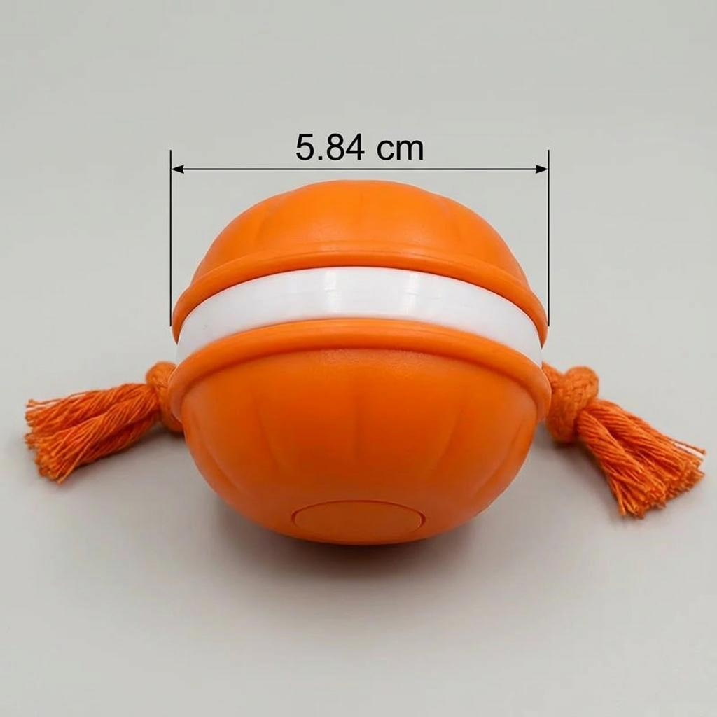 Langlebiger Hunde-Spielball mit Bewegungssensor und Zugseil in hundefreundlichen Farben