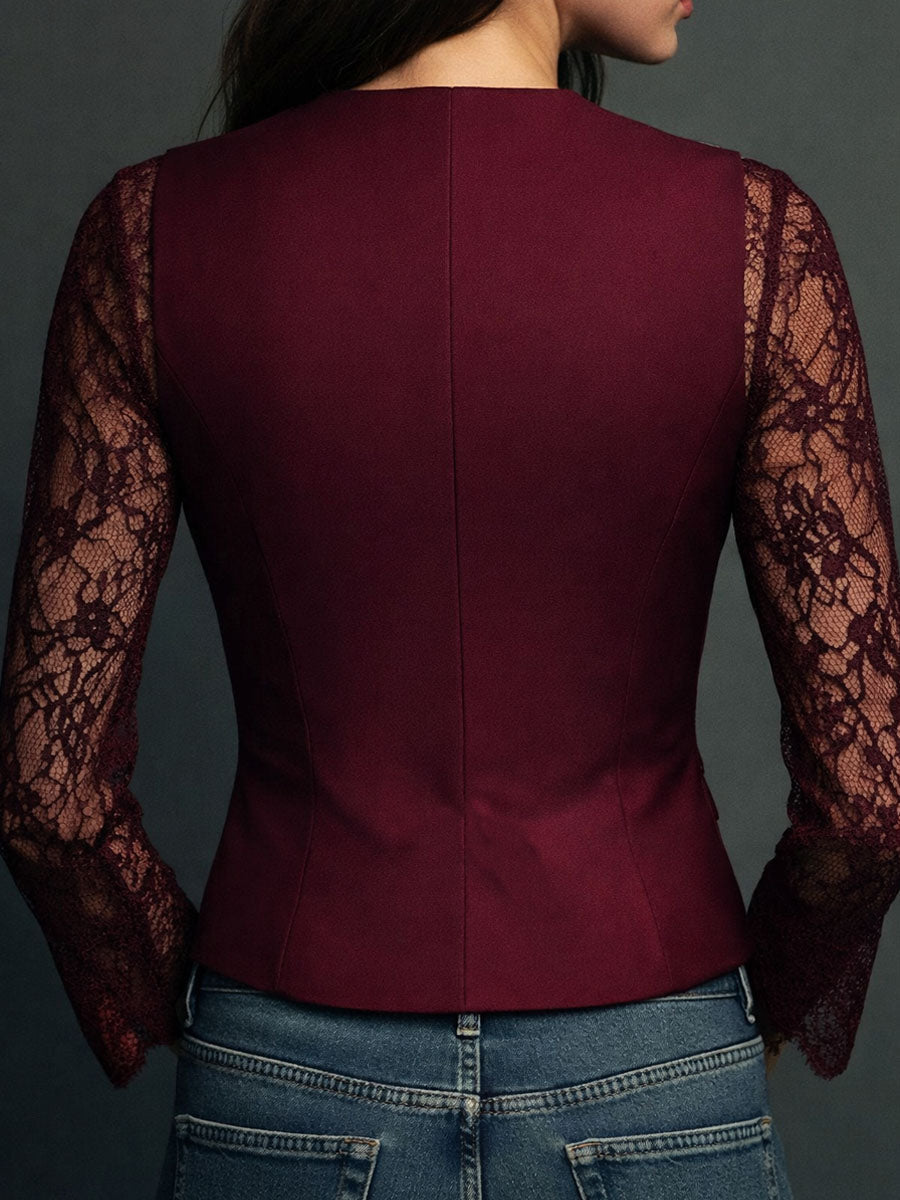 Hoher Schwarzer Blazer mit Halbtransparenten Ärmeln