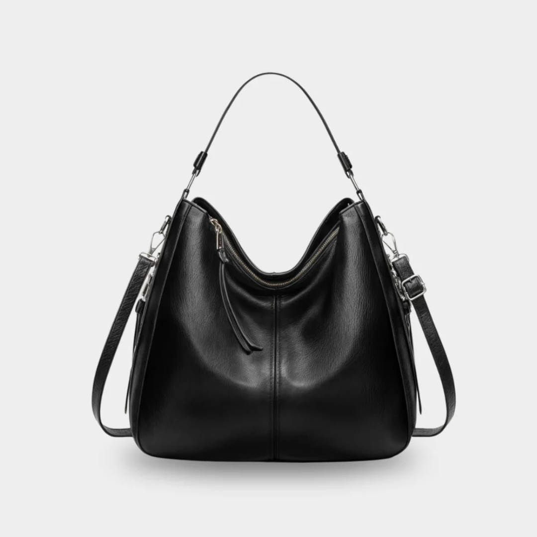 Leder Taschen Schultertasche groß aus veganem Leder mit Reißverschluss – Valesse Bag