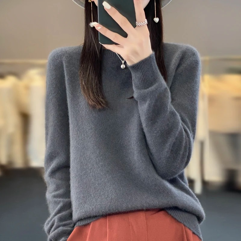 Cashmere Pullover Damen Stilvoller Rundhals, Weich & Komfortabel