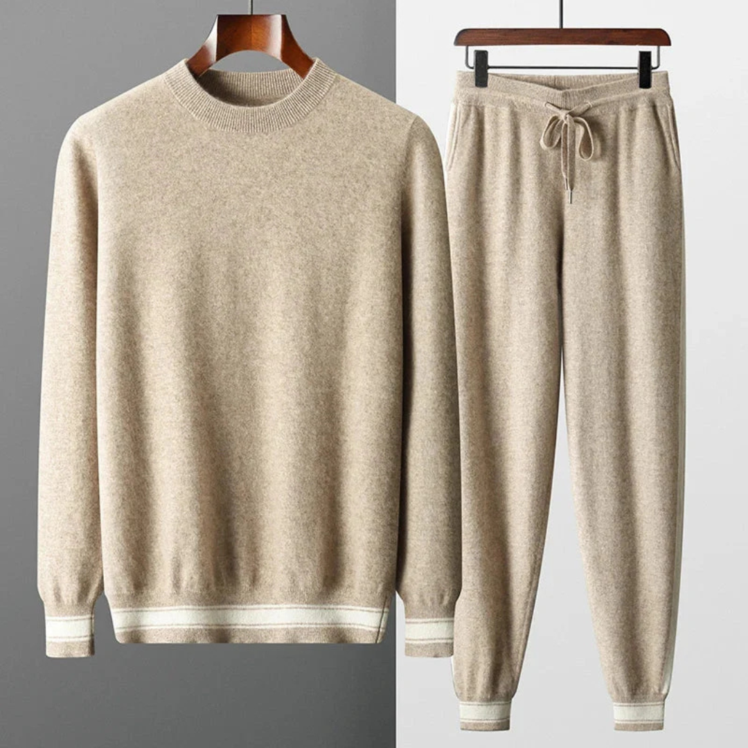 Trainingsanzug Herren 2-teilig mit Pullover & Joggerhose – KnitLuxe Set