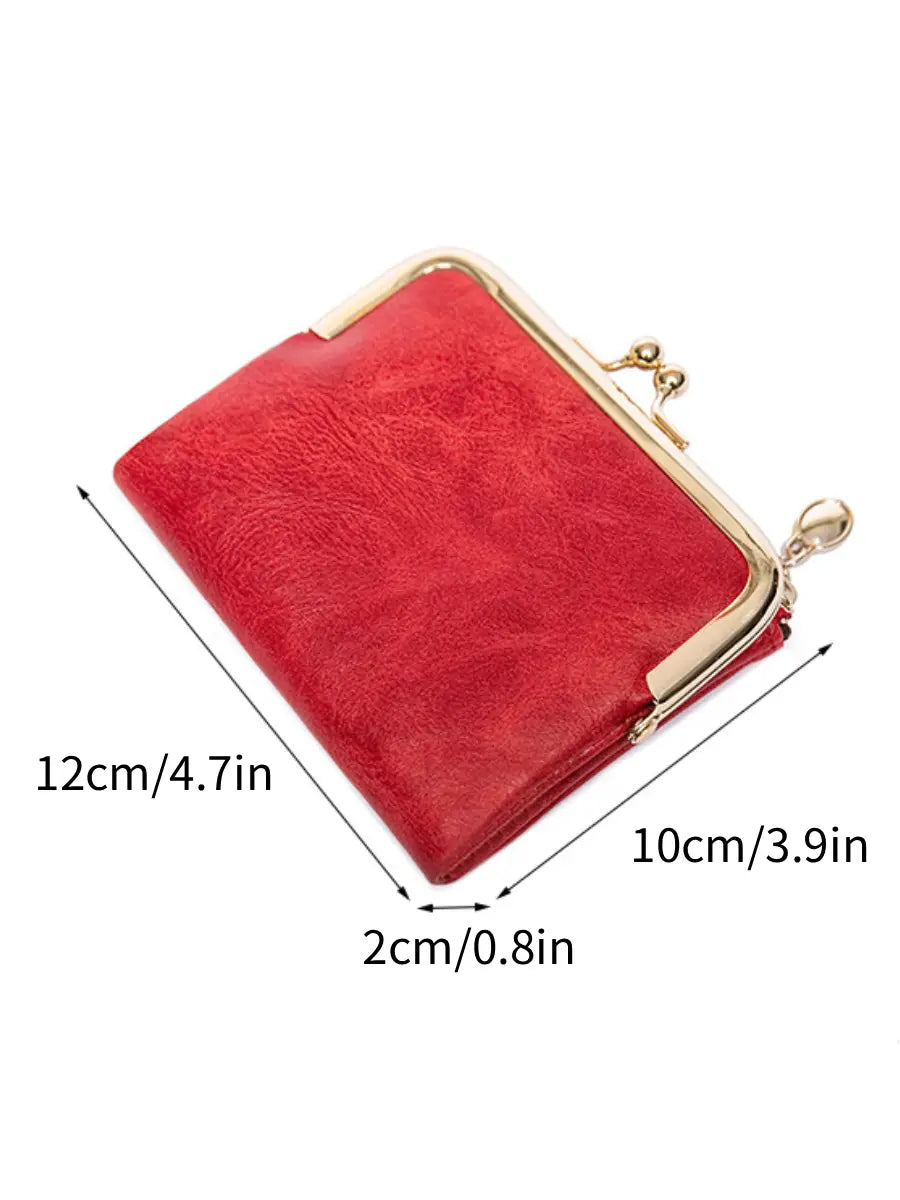 Kompakte Bifold-Geldbörse im Vintage-Stil mit Bügelverschluss-Münzfach