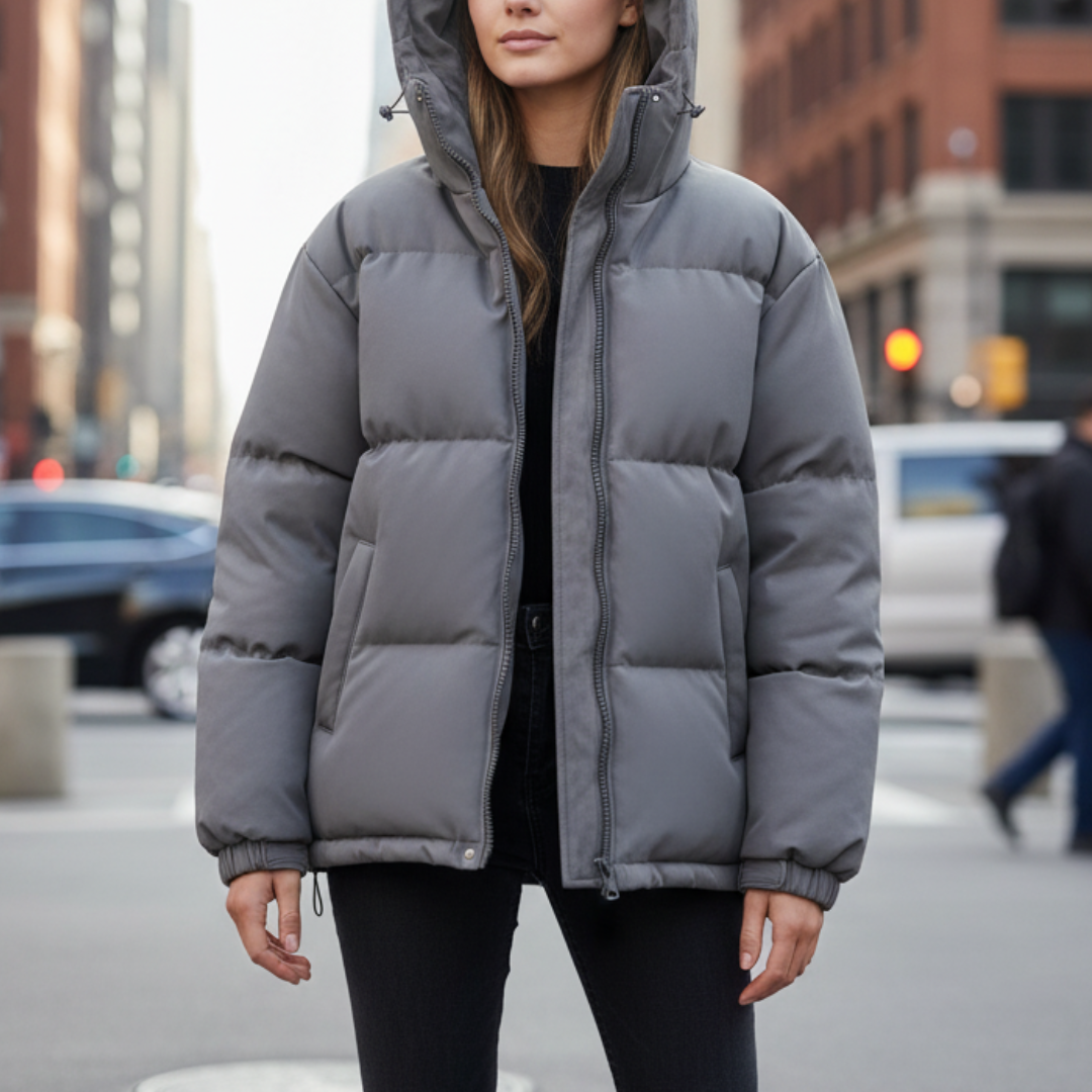 Damen Steppjacke wasserabweisend & leicht | Wintermantel mit Kapuze – Nordlys Puffer