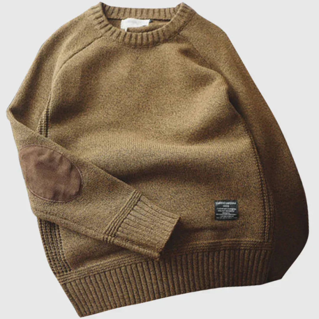 Wollpullover mit Ellenbogen-Patches & klassischem Schnitt – AlpineHaven Knit
