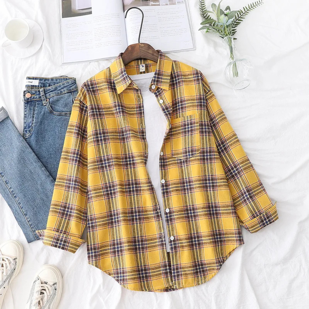 Flanell Bluse mit Karomuster & Baumwollmischung – Nordspur CozyPlaid