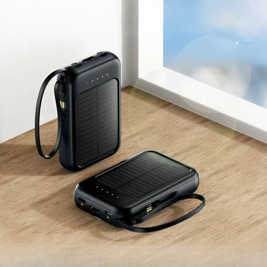 Solar Powerbank 10000 mAh mit LED & Kabeln – SunCharge Ultra
