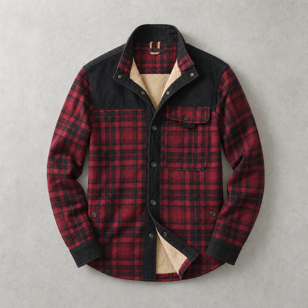 Brunico Karo-Flanell Sherpa-gefüttertes Field Overshirt