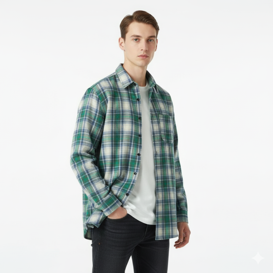 Herren Flanellhemd mit Karomuster & Oversized Fit | Weiches Holzfällerhemd