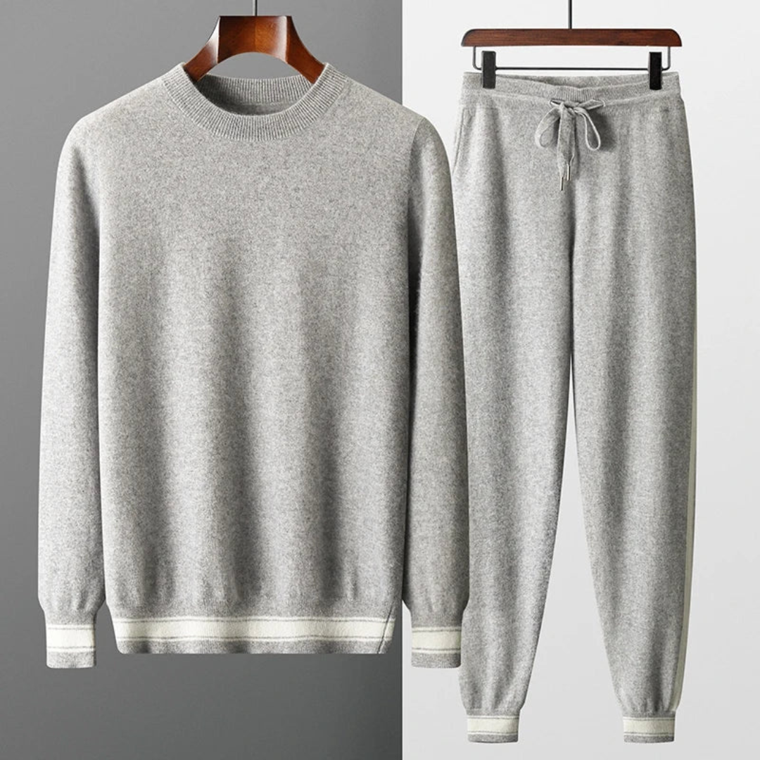 Trainingsanzug Herren 2-teilig mit Pullover & Joggerhose – KnitLuxe Set