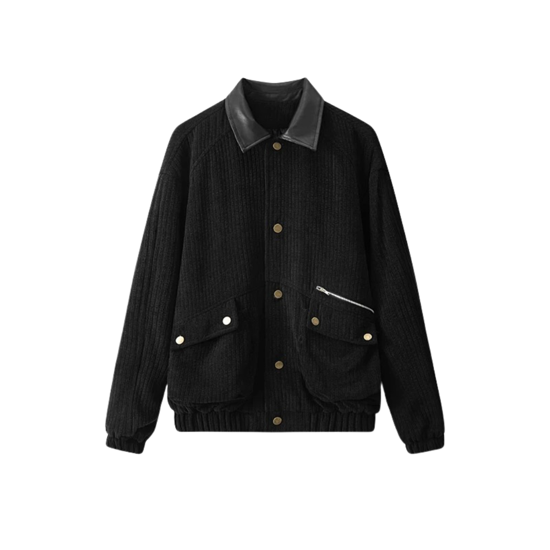 Jacke im Casual-Barn-Stil mit Lederkragen & Taschen – PFNW Heritage