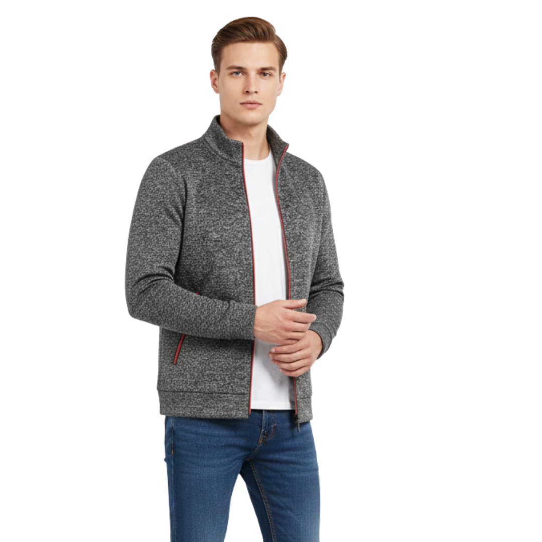 Herren Fleecejacke mit Reißverschluss – Thermo-Strick