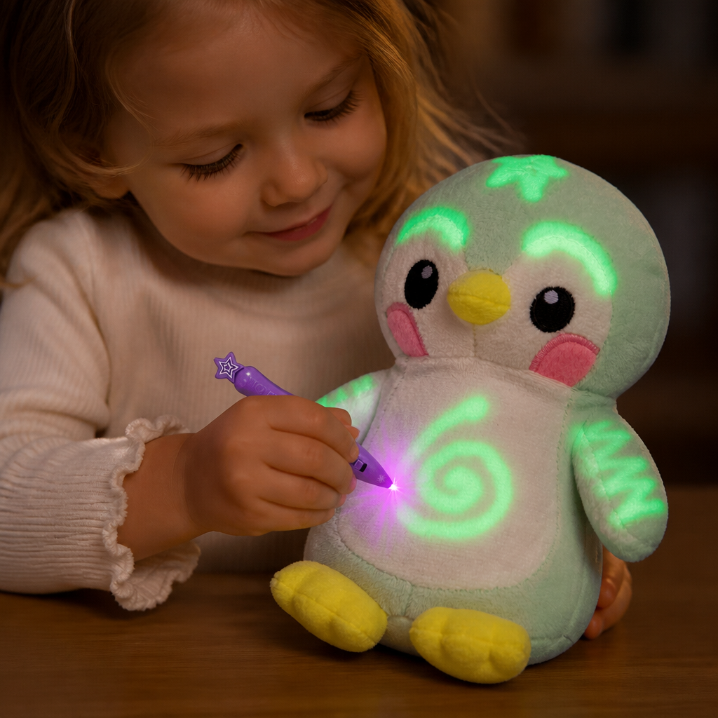 Magisches Plüschtier mit Leuchtstift – Interaktives Leuchtendes Kuscheltier für Kinder