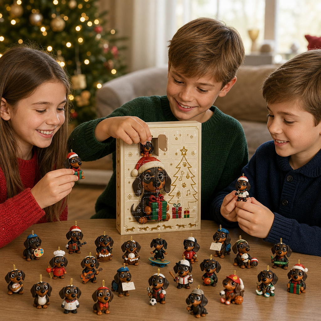 24-Tage Dackel-Adventskalender mit Überraschungsfiguren