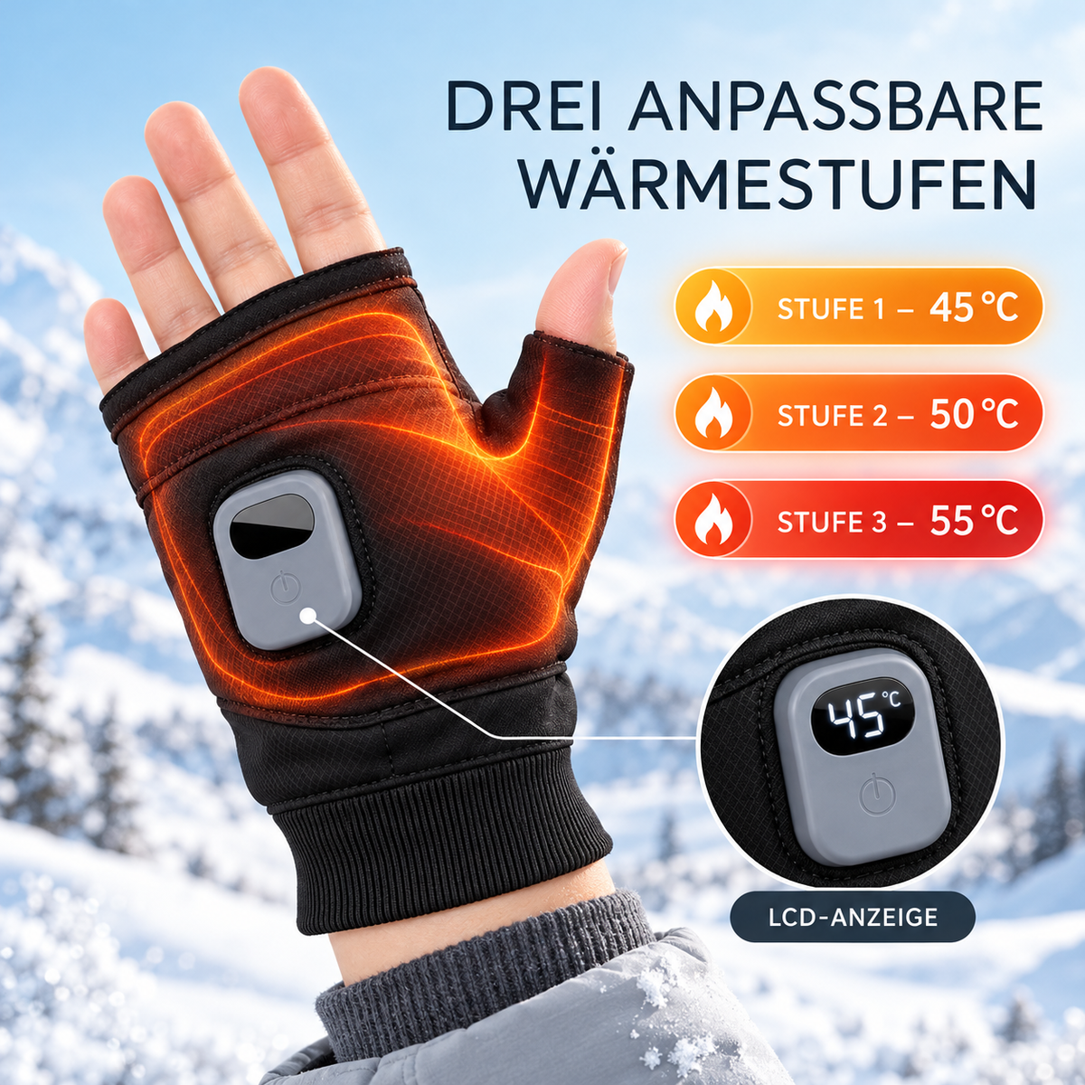 Beheizte Handschuhe fürs Rennrad mit Halbfinger-Design