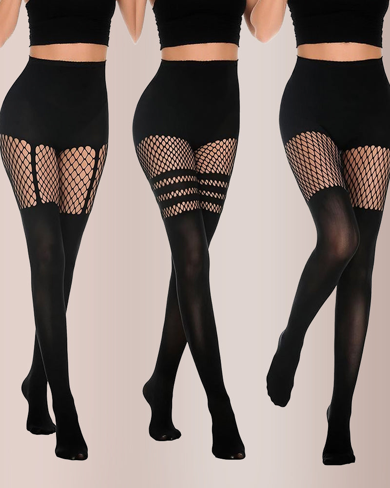 Cut-Out Fishnet Strumpfhose Illusion Feinstrumpfhose (2er-Pack)