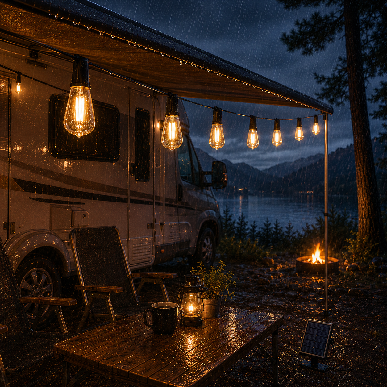 CampGlow Solar Lichterkette Camping | Wohnmobil & Vorzelt, ohne Strom