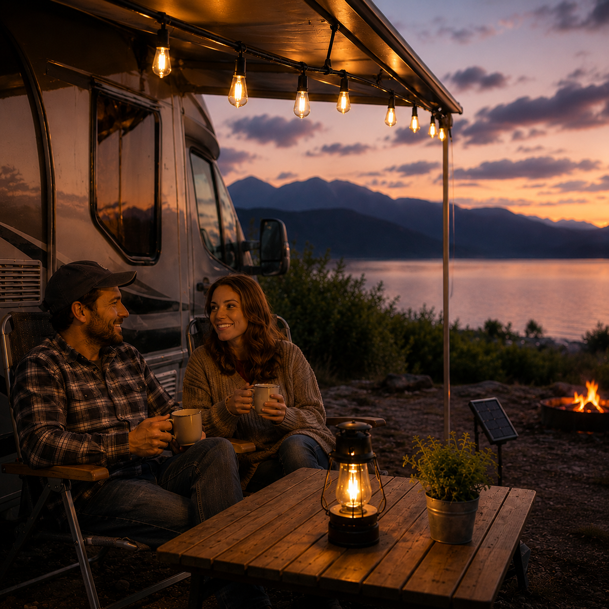 CampGlow Solar Lichterkette Camping | Wohnmobil & Vorzelt, ohne Strom