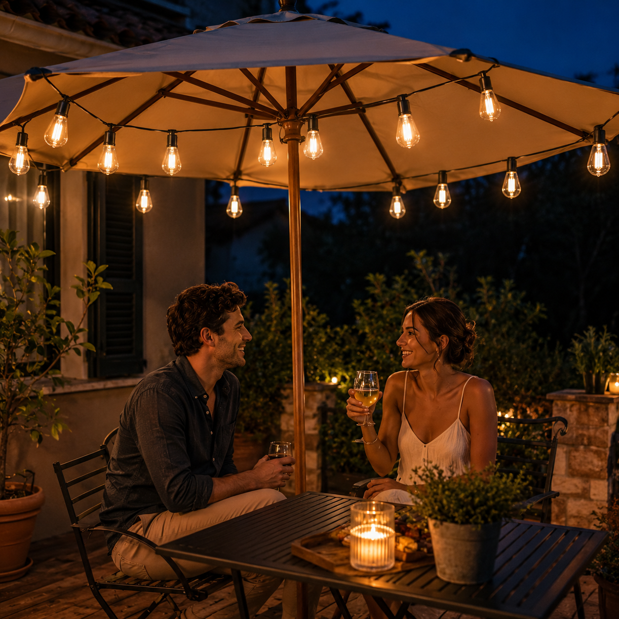 CampGlow Solar Lichterkette Pergola | Biergarten-Feeling für die Terrasse