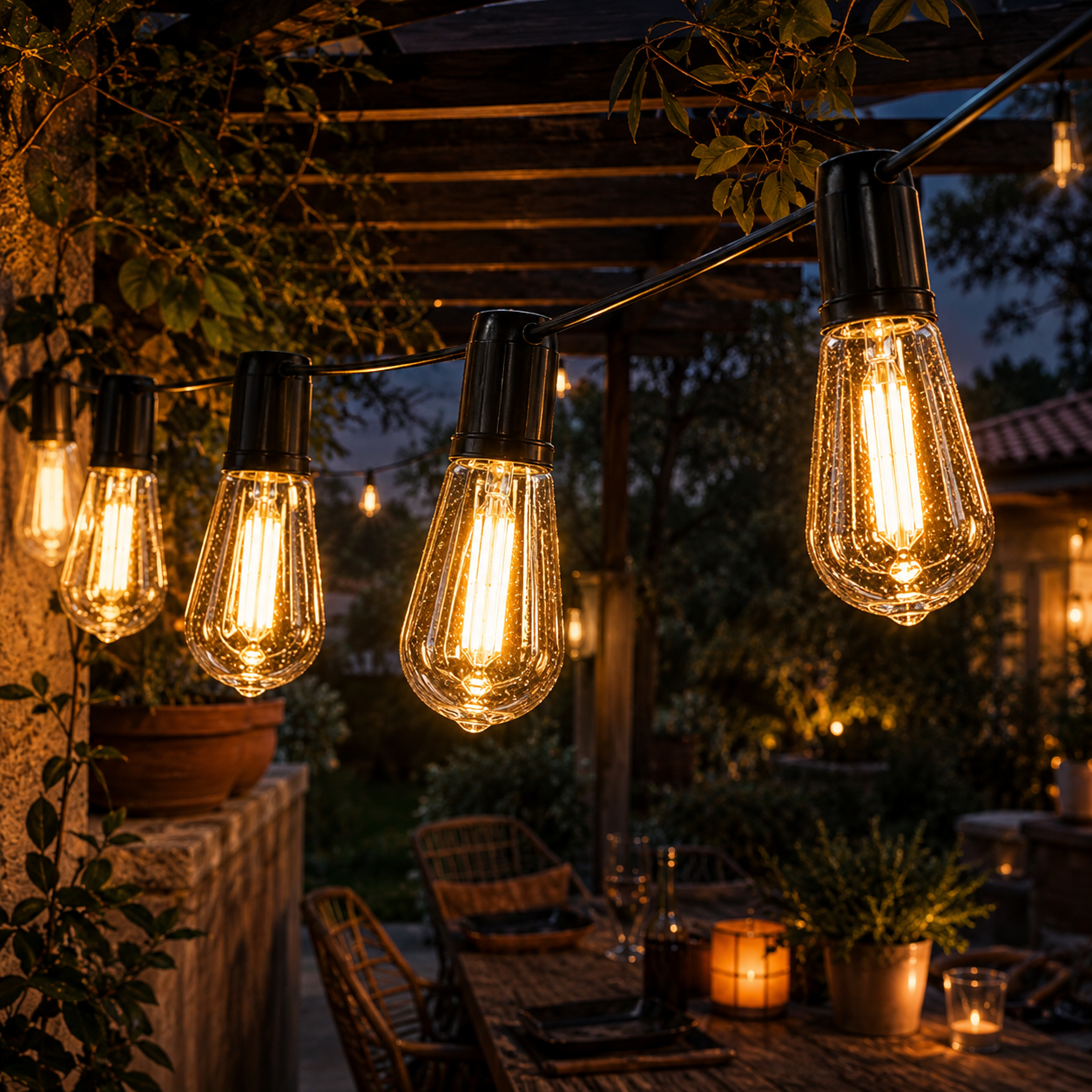 CampGlow Solar Lichterkette Pergola | Biergarten-Feeling für die Terrasse