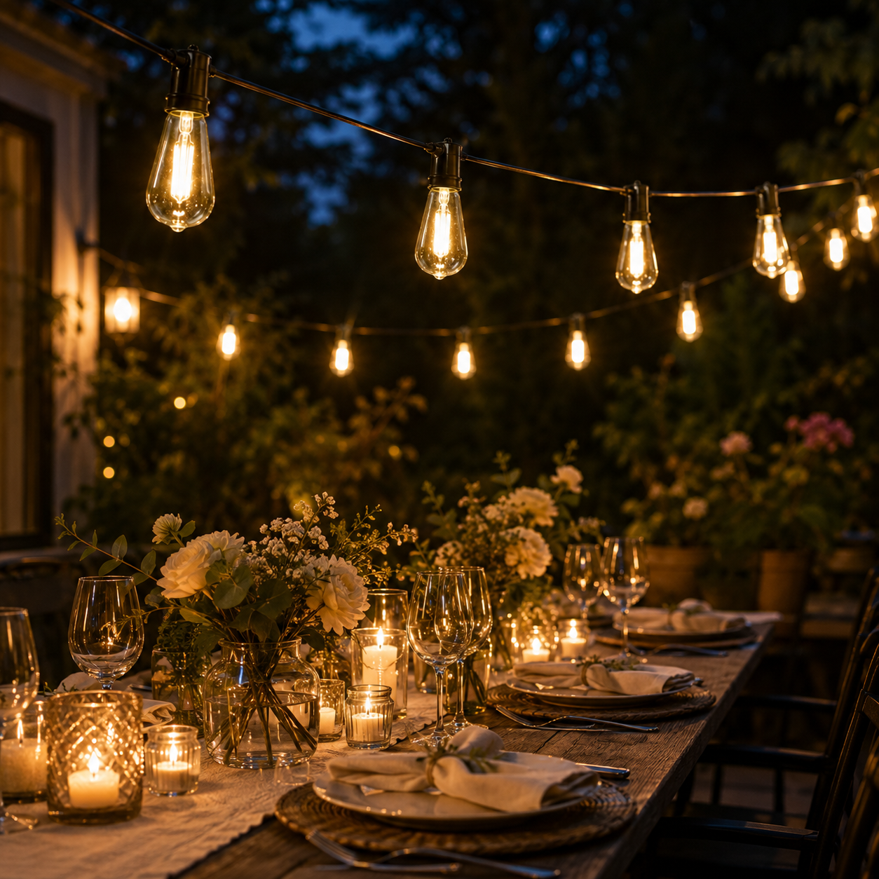 CampGlow Solar Lichterkette für Gartenparty | Wetterfest, warmweiß