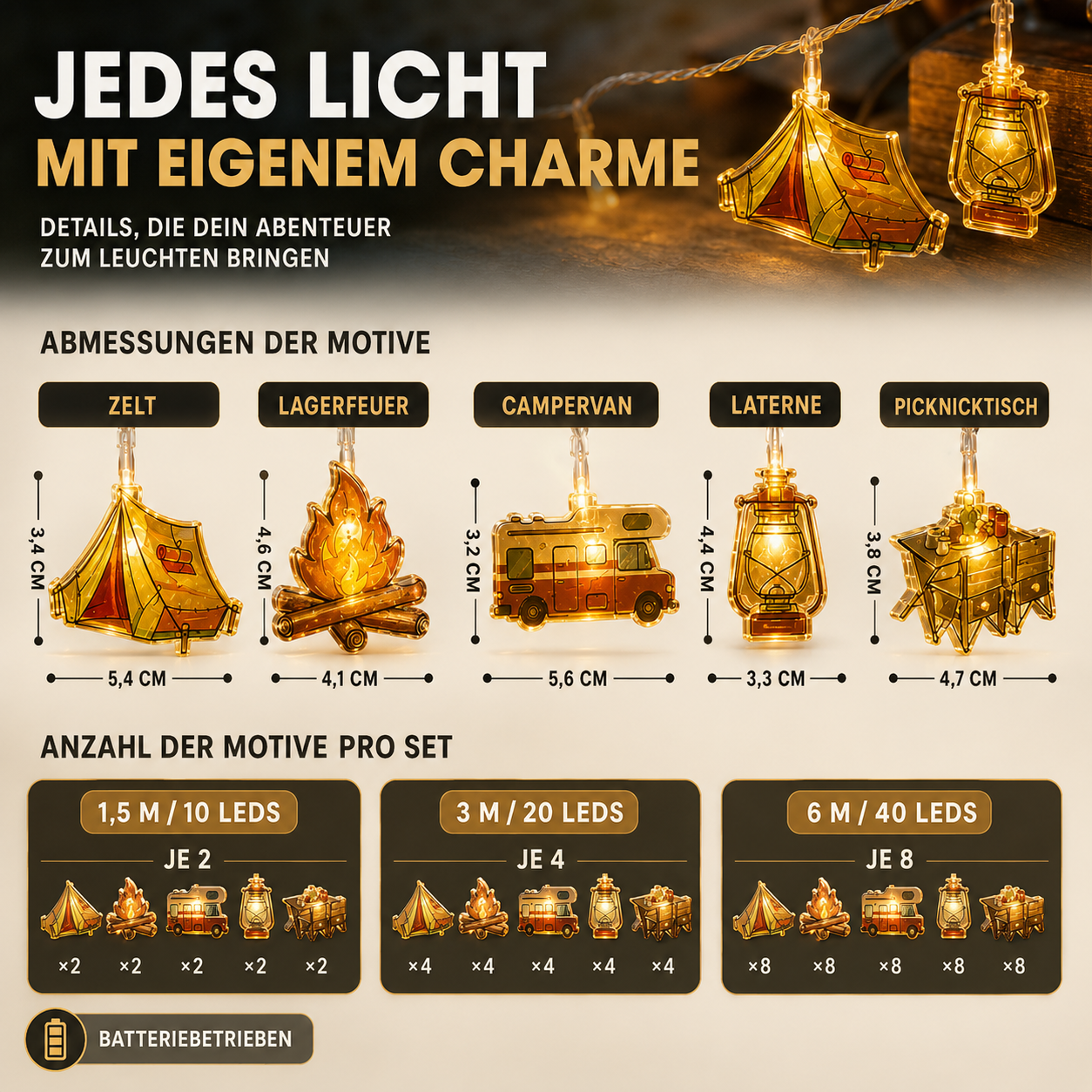 LED Lichterkette Campingmotiv – LagerGlanz