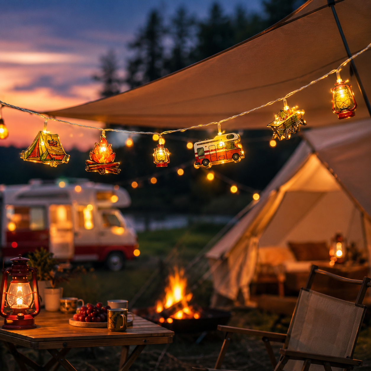 LED Lichterkette Campingmotiv – LagerGlanz
