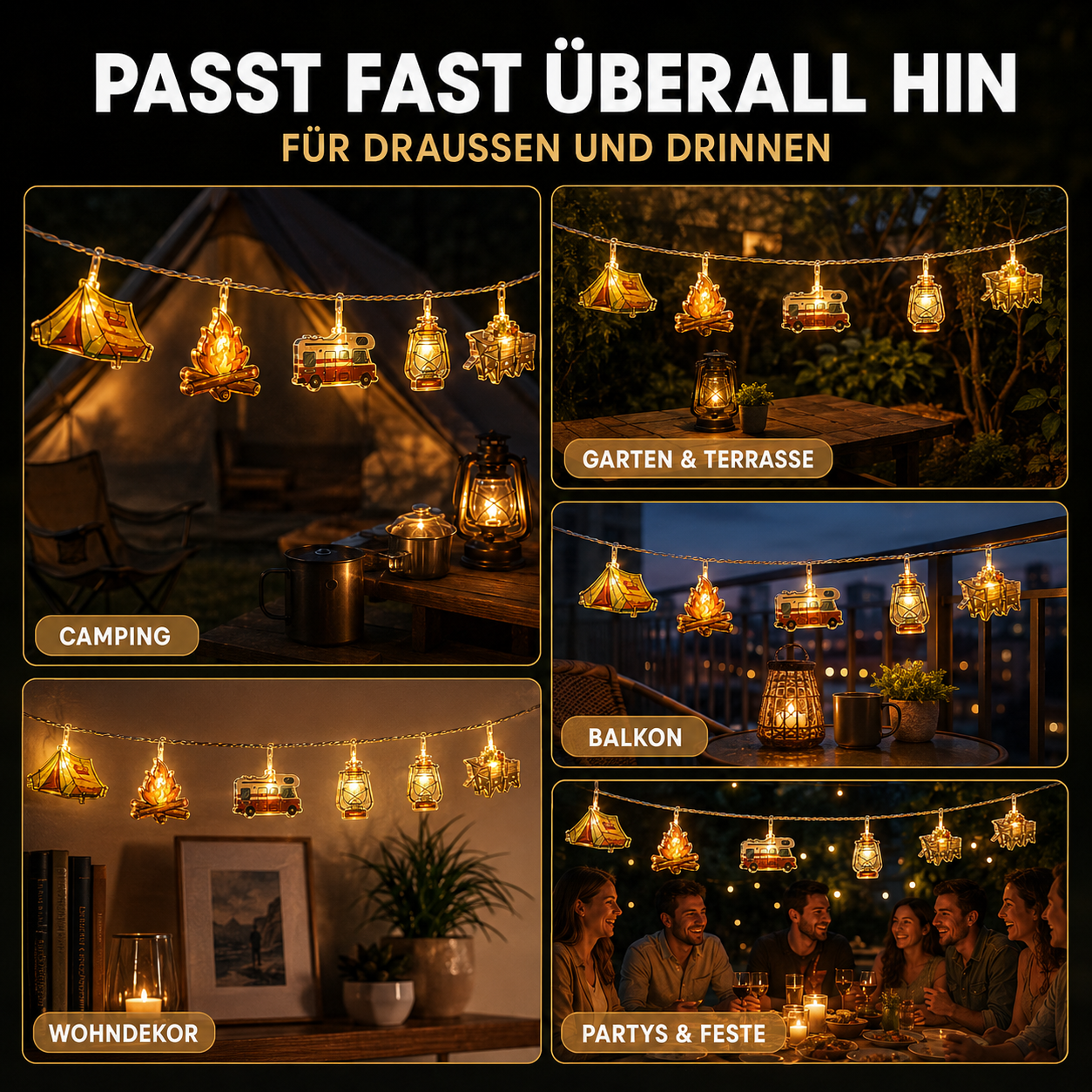 LED Lichterkette Campingmotiv – LagerGlanz